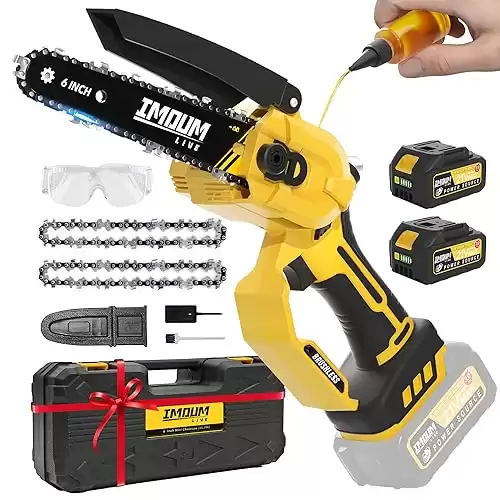 Mini Chainsaw Cordless 6 Inch, 32FT/S Fast Powerful Cutting, Brushless Electric Handheld Chain Saw with 3.0Ah Battery Powered, Auto Oiler, Lightweight, Sharp for Tree Trimming Pruning(Upgrade Version)