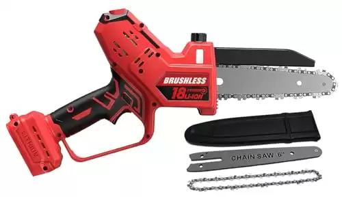 Mini Chainsaw for Milwaukee M18 Battery, Auto-Oiler, 8-Inch and 6-Inch 2-IN-1 Brushless Cordless Pruning Chainsaw, Battery Powered Mini Chainsaw for Wood Cutting, Tree Trimming (only tool)