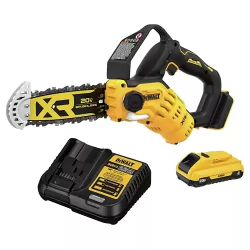Dewalt DCCS623BDCB240C-BNDL 20V MAX Brushless Lithium-Ion 8 in. Cordless Pruning Chainsaw and 20V MAX 4 Ah Lithium-Ion Battery and Charger Starter Kit Bundle